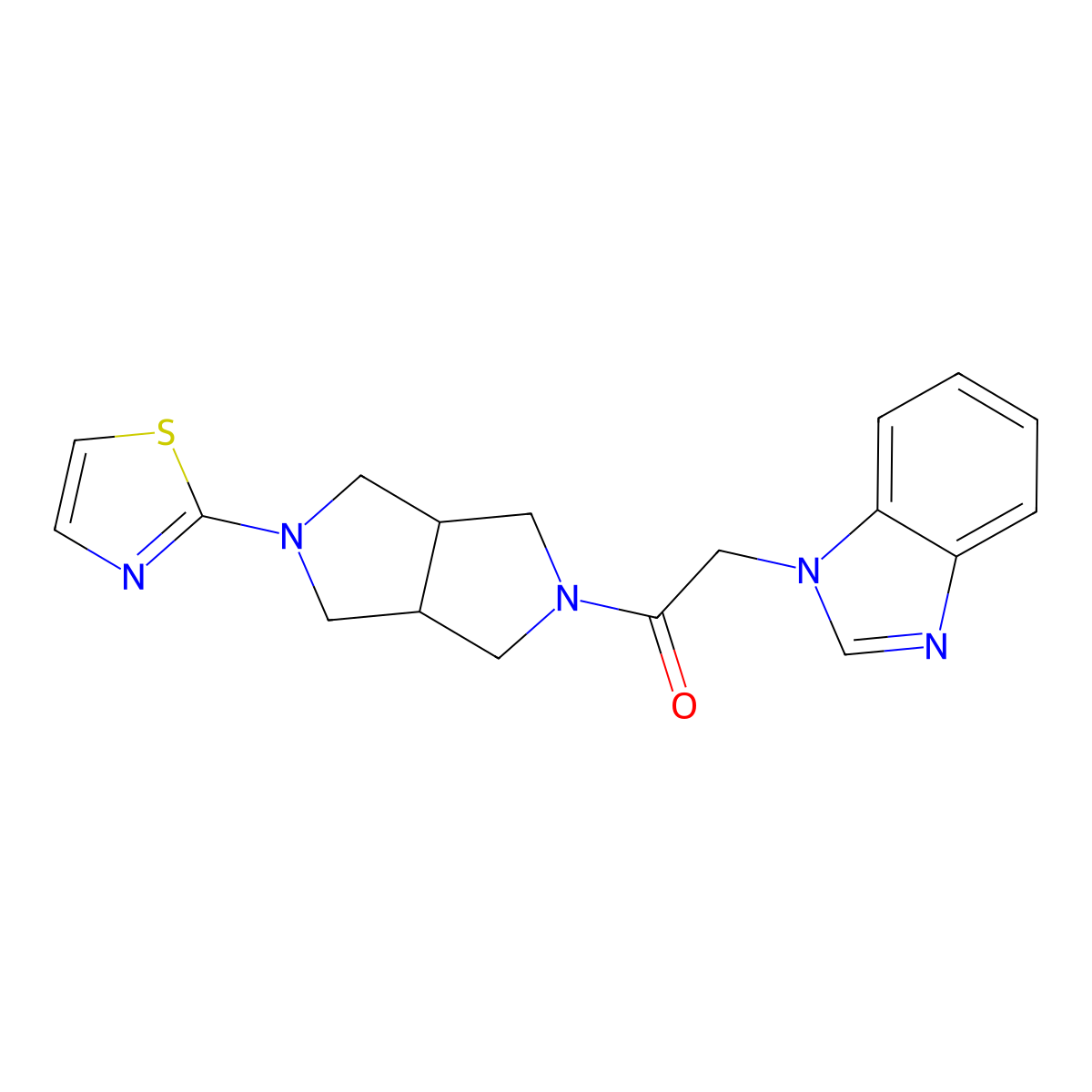 2-(1H-1,3-benzodiazol-1-yl)-1-[5-(1,3-thiazol-2-yl)-octahydropyrrolo[3,4-c]pyrrol-2-yl]ethan-1-one molecular structure, CAS 2548986-11-2