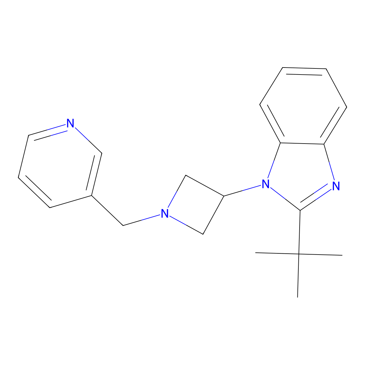 2-tert-butyl-1-{1-[(pyridin-3-yl)methyl]azetidin-3-yl}-1H-1,3-benzodiazole molecular structure, CAS 2548986-15-6