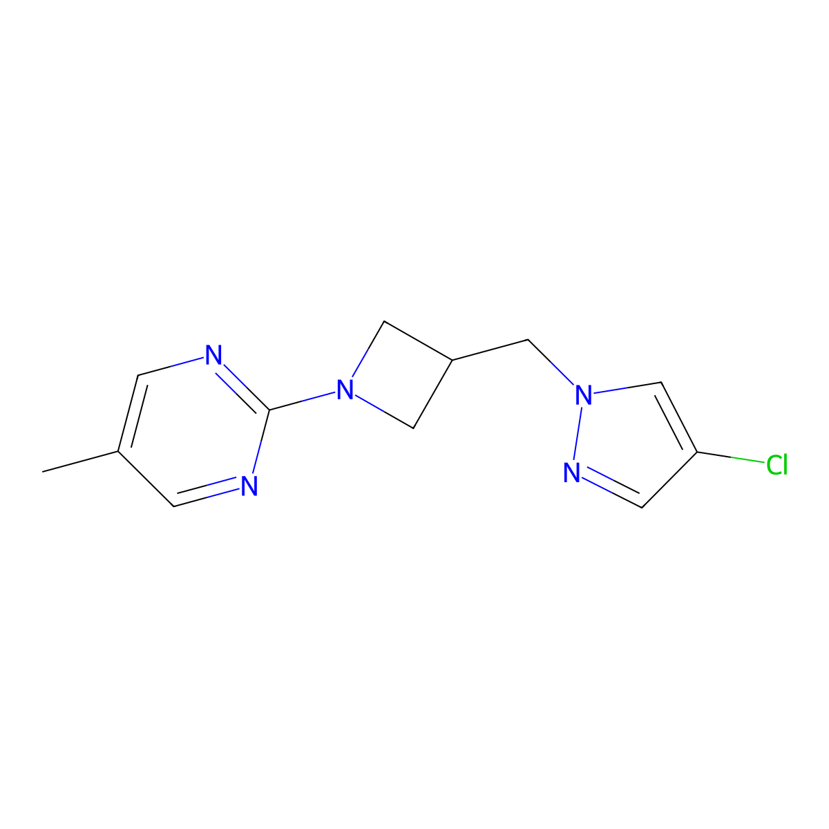 2-{3-[(4-chloro-1H-pyrazol-1-yl)methyl]azetidin-1-yl}-5-methylpyrimidine molecular structure, CAS 2548986-17-8