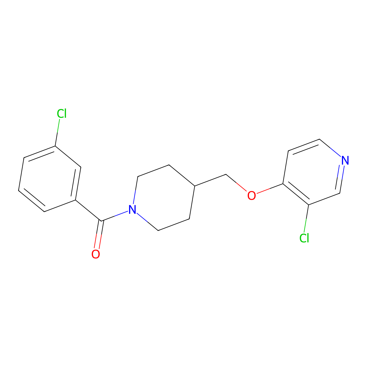 3-Chloro-4-{[1-(3-chlorobenzoyl)piperidin-4-yl]methoxy}pyridine molecular structure, CAS 2548986-20-3