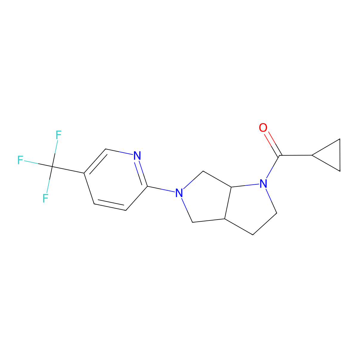 2-{1-Cyclopropanecarbonyl-octahydropyrrolo[3,4-b]pyrrol-5-yl}-5-(trifluoromethyl)pyridine molecular structure, CAS 2548986-21-4