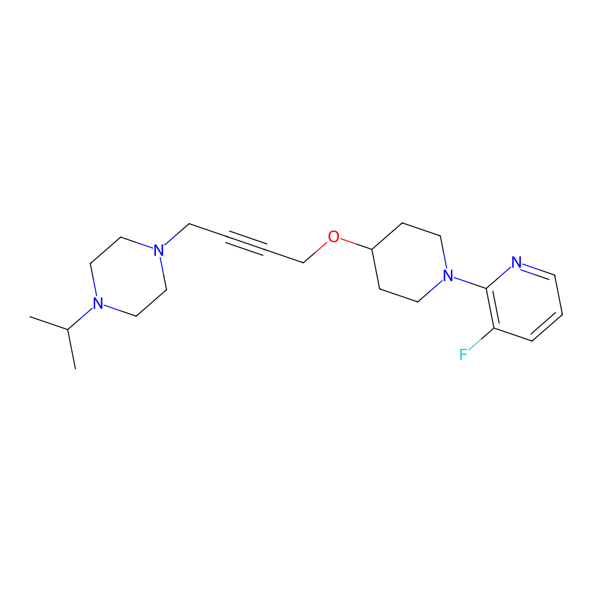 1-(4-{[1-(3-Fluoropyridin-2-yl)piperidin-4-yl]oxy}but-2-yn-1-yl)-4-(propan-2-yl)piperazine molecular structure, CAS 2548986-29-2