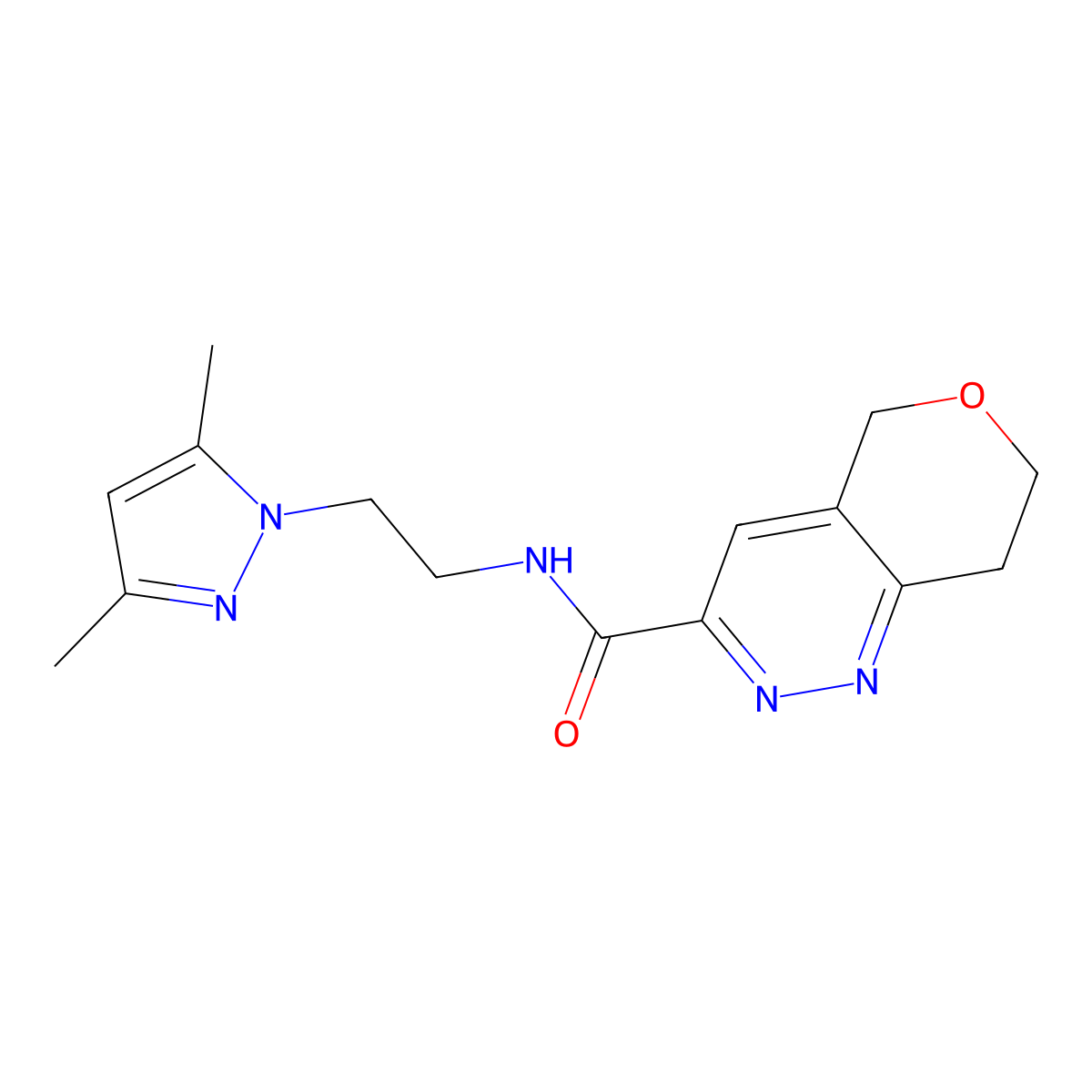 N-[2-(3,5-dimethyl-1H-pyrazol-1-yl)ethyl]-5H,7H,8H-pyrano[4,3-c]pyridazine-3-carboxamide molecular structure, CAS 2548986-36-1