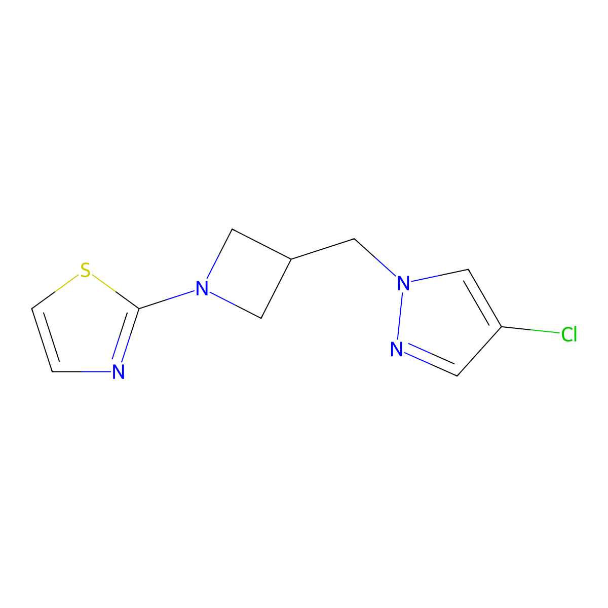2-{3-[(4-chloro-1H-pyrazol-1-yl)methyl]azetidin-1-yl}-1,3-thiazole molecular structure, CAS 2548986-40-7