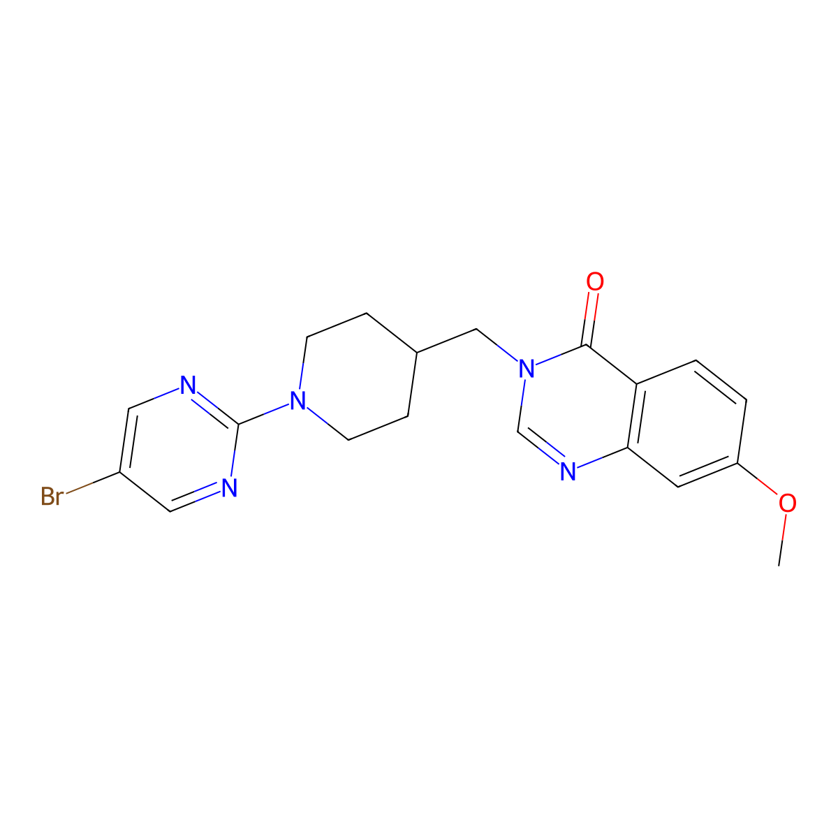 3-{[1-(5-Bromopyrimidin-2-yl)piperidin-4-yl]methyl}-7-methoxy-3,4-dihydroquinazolin-4-one molecular structure, CAS 2548986-49-6