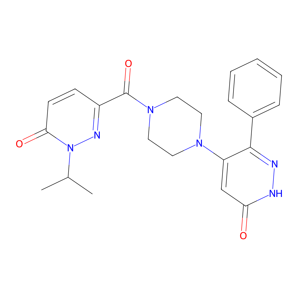 5-{4-[6-Oxo-1-(propan-2-yl)-1,6-dihydropyridazine-3-carbonyl]piperazin-1-yl}-6-phenyl-2,3-dihydropyridazin-3-one molecular structure, CAS 2548986-53-2