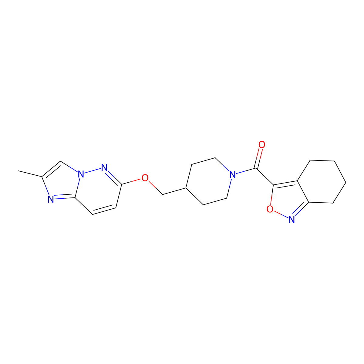 3-{4-[({2-Methylimidazo[1,2-b]pyridazin-6-yl}oxy)methyl]piperidine-1-carbonyl}-4,5,6,7-tetrahydro-2,1-benzoxazole molecular structure, CAS 2548986-59-8