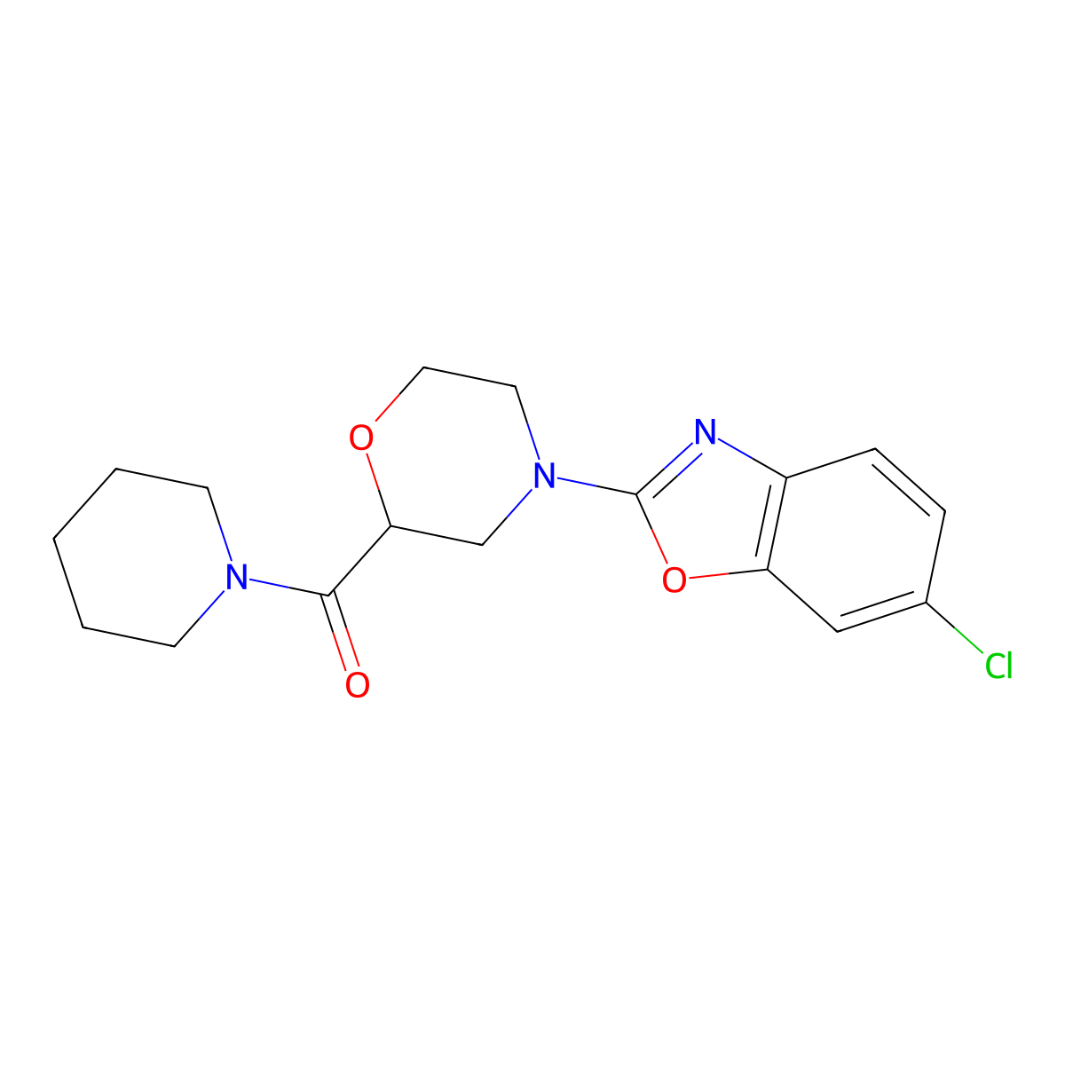 6-Chloro-2-[2-(piperidine-1-carbonyl)morpholin-4-yl]-1,3-benzoxazole molecular structure, CAS 2548986-61-2