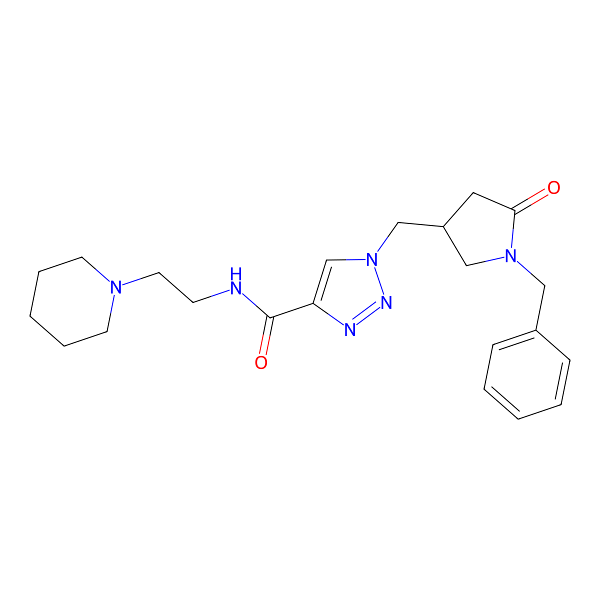 1-[(1-benzyl-5-oxopyrrolidin-3-yl)methyl]-N-[2-(piperidin-1-yl)ethyl]-1H-1,2,3-triazole-4-carboxamide molecular structure, CAS 2548986-63-4