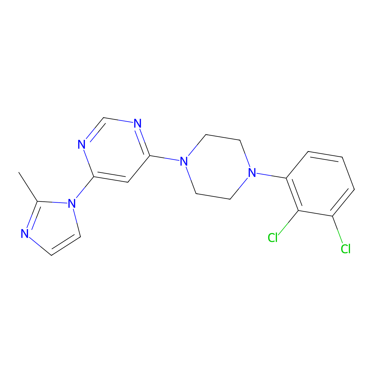 4-[4-(2,3-dichlorophenyl)piperazin-1-yl]-6-(2-methyl-1H-imidazol-1-yl)pyrimidine molecular structure, CAS 2548986-64-5