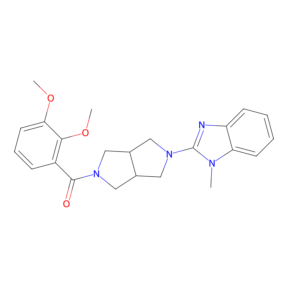 2-[5-(2,3-dimethoxybenzoyl)-octahydropyrrolo[3,4-c]pyrrol-2-yl]-1-methyl-1H-1,3-benzodiazole molecular structure, CAS 2548986-67-8