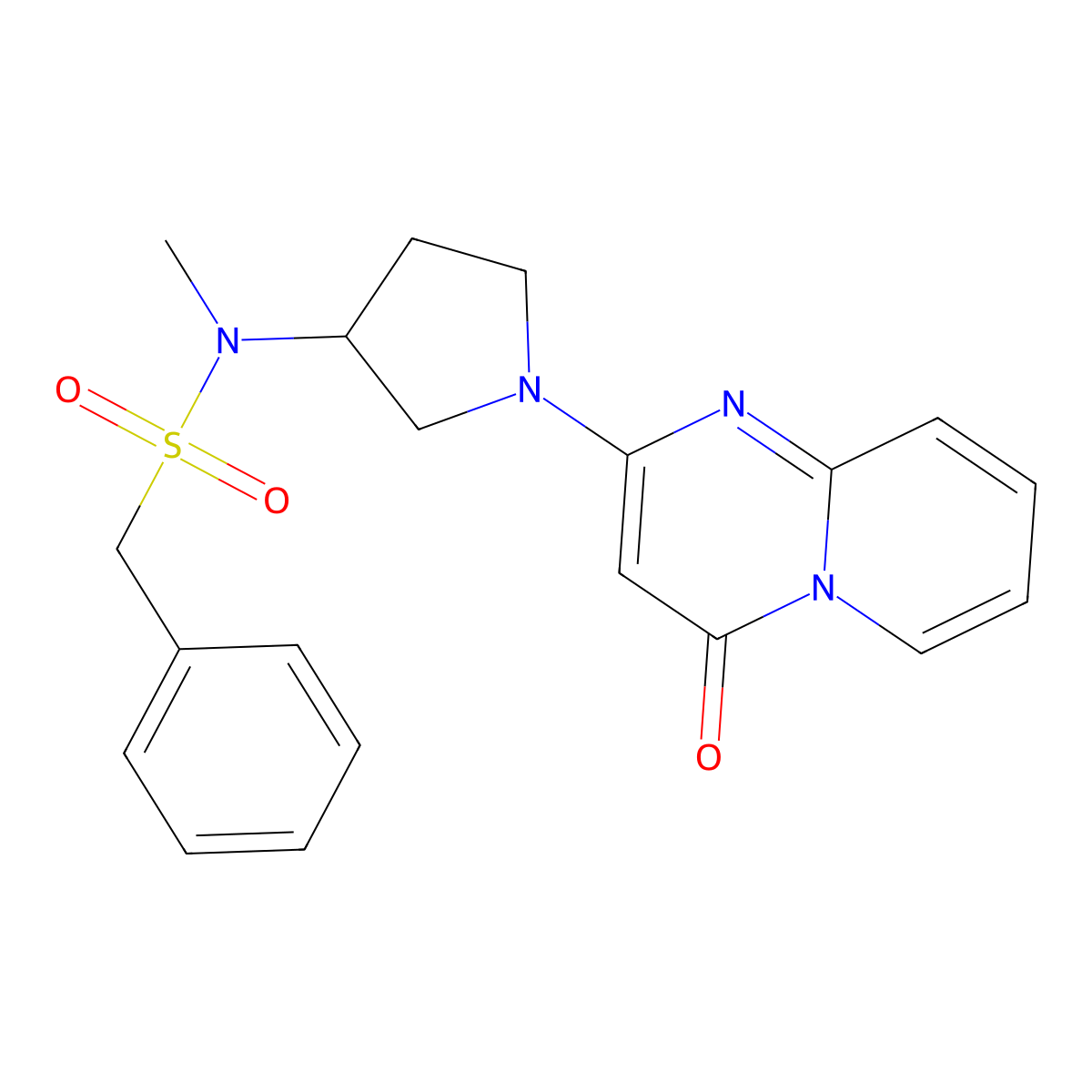N-methyl-N-(1-{4-oxo-4H-pyrido[1,2-a]pyrimidin-2-yl}pyrrolidin-3-yl)-1-phenylmethanesulfonamide molecular structure, CAS 2548986-69-0