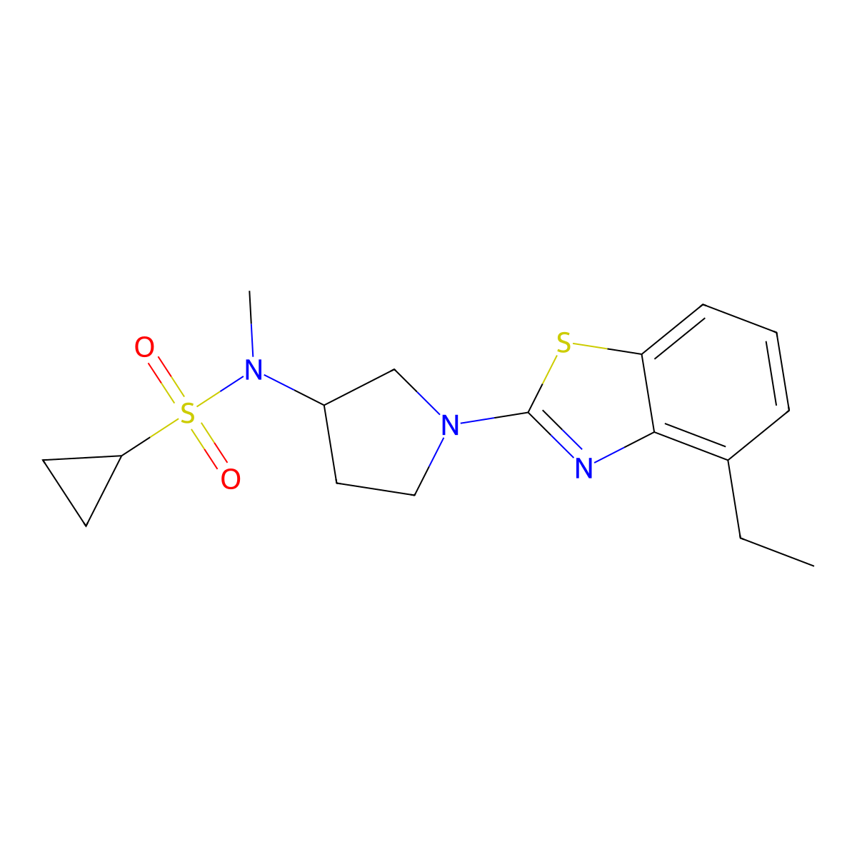 N-[1-(4-ethyl-1,3-benzothiazol-2-yl)pyrrolidin-3-yl]-N-methylcyclopropanesulfonamide molecular structure, CAS 2548986-70-3