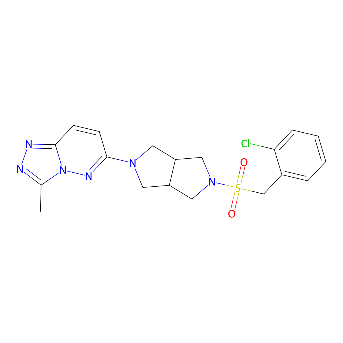 2-[(2-Chlorophenyl)methanesulfonyl]-5-{3-methyl-[1,2,4]triazolo[4,3-b]pyridazin-6-yl}-octahydropyrrolo[3,4-c]pyrrole molecular structure, CAS 2548986-83-8