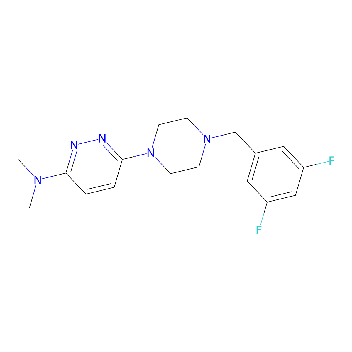 6-{4-[(3,5-difluorophenyl)methyl]piperazin-1-yl}-N,N-dimethylpyridazin-3-amine molecular structure, CAS 2548986-85-0