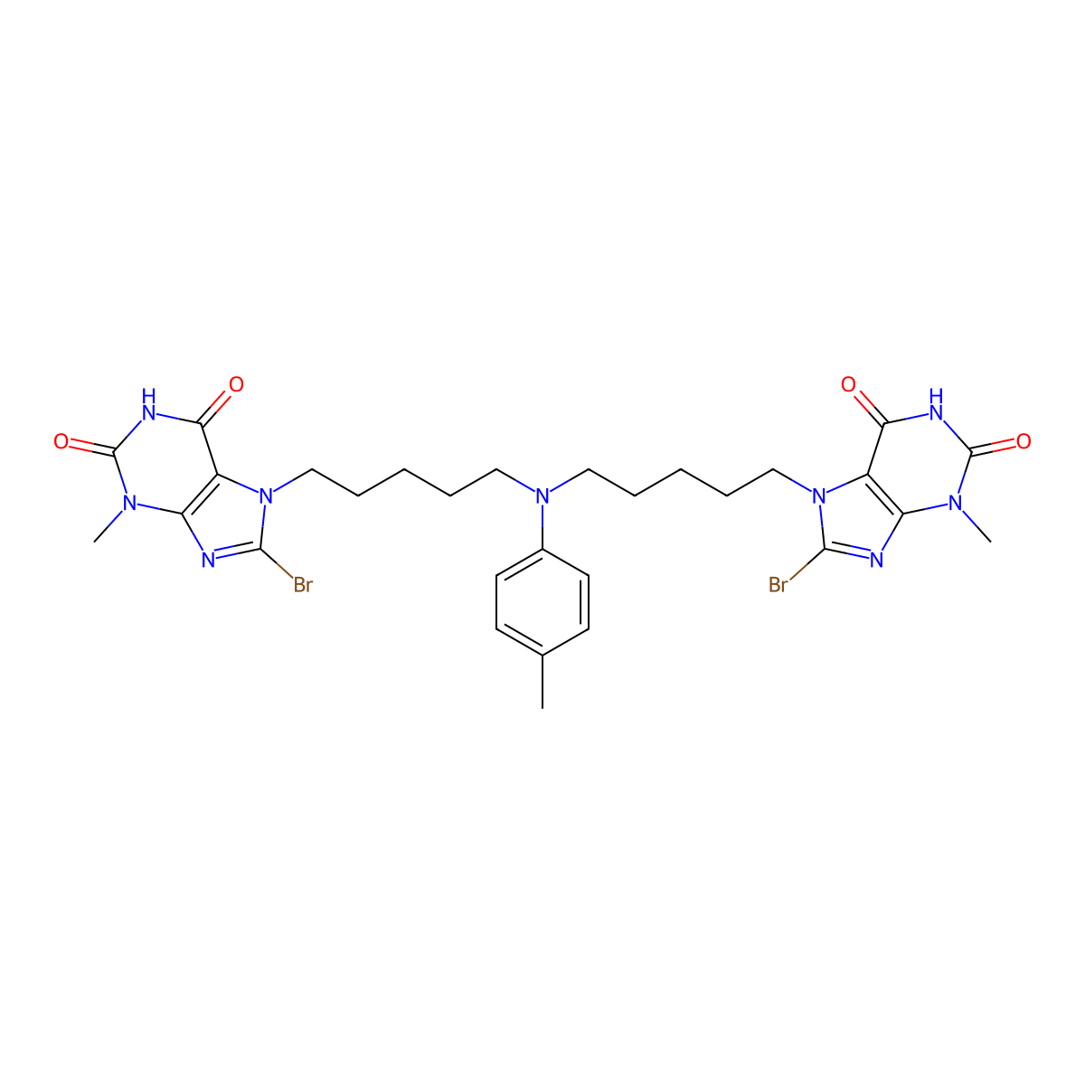3-methyl-8-[(4-methylphenyl)amino]-7-{5-[(4-methylphenyl)amino]pentyl}-2,3,6,7-tetrahydro-1H-purine-2,6-dione molecular structure, CAS 2548986-89-4