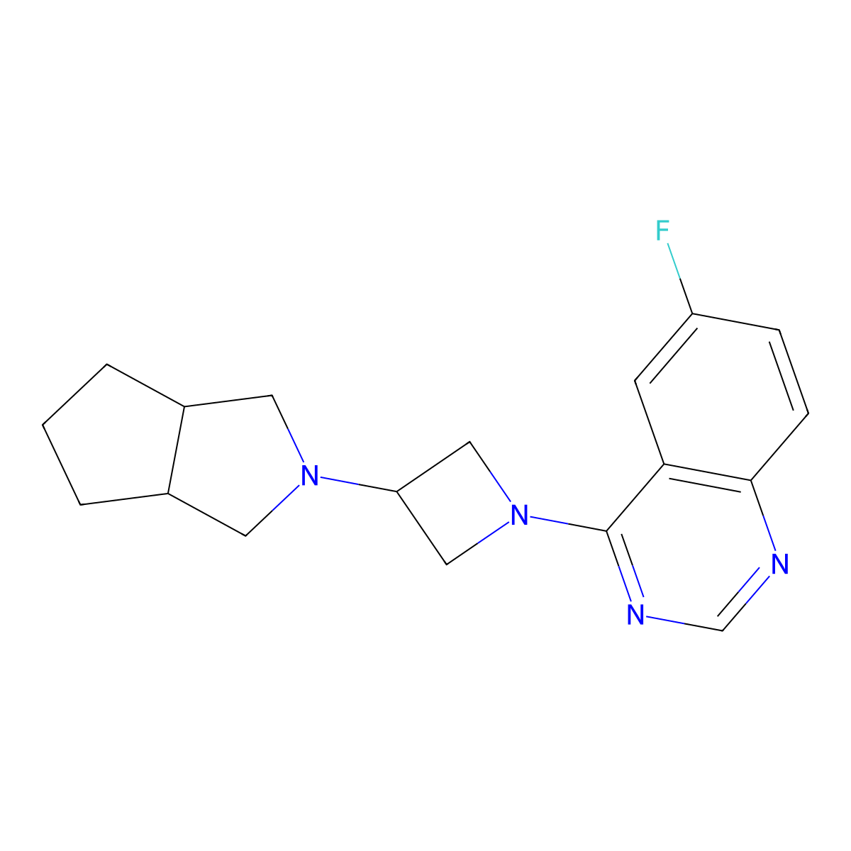 6-Fluoro-4-(3-{octahydrocyclopenta[c]pyrrol-2-yl}azetidin-1-yl)quinazoline molecular structure, CAS 2548987-01-3