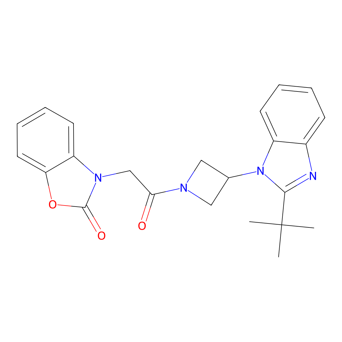 3-{2-[3-(2-tert-butyl-1H-1,3-benzodiazol-1-yl)azetidin-1-yl]-2-oxoethyl}-2,3-dihydro-1,3-benzoxazol-2-one molecular structure, CAS 2548987-10-4