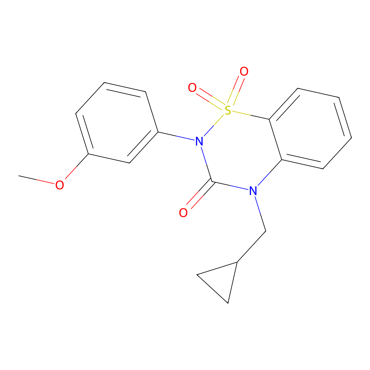 4-(Cyclopropylmethyl)-2-(3-methoxyphenyl)-1,1-dioxo-1lambda6,2,4-benzothiadiazin-3-one molecular structure, CAS 2548987-17-1