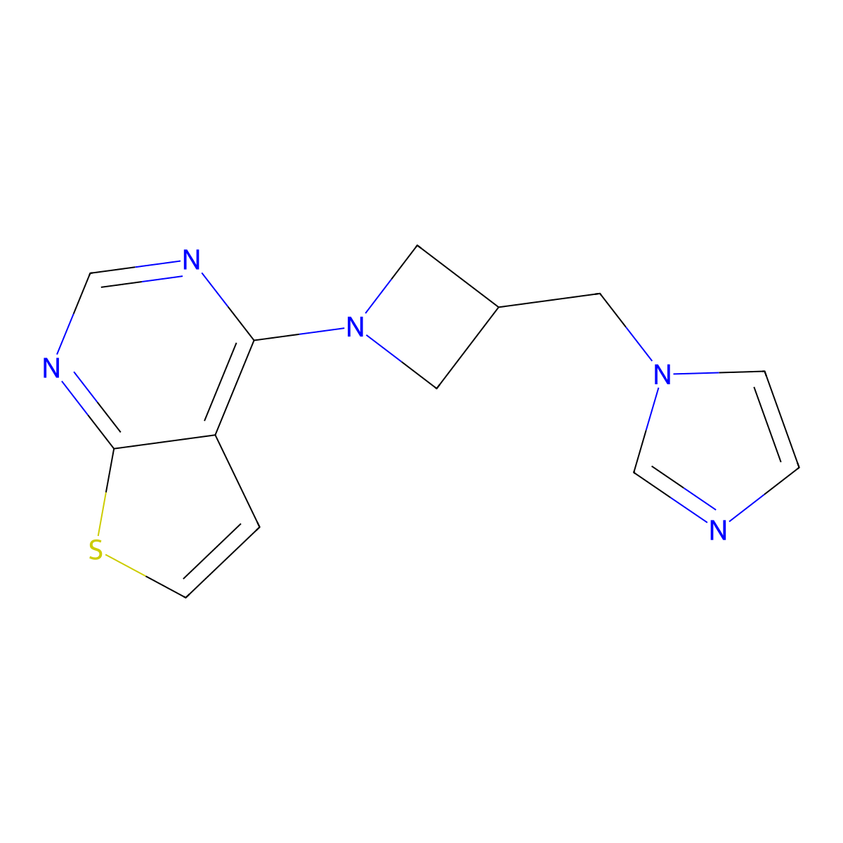 1-[(1-{thieno[2,3-d]pyrimidin-4-yl}azetidin-3-yl)methyl]-1H-imidazole molecular structure, CAS 2548987-21-7