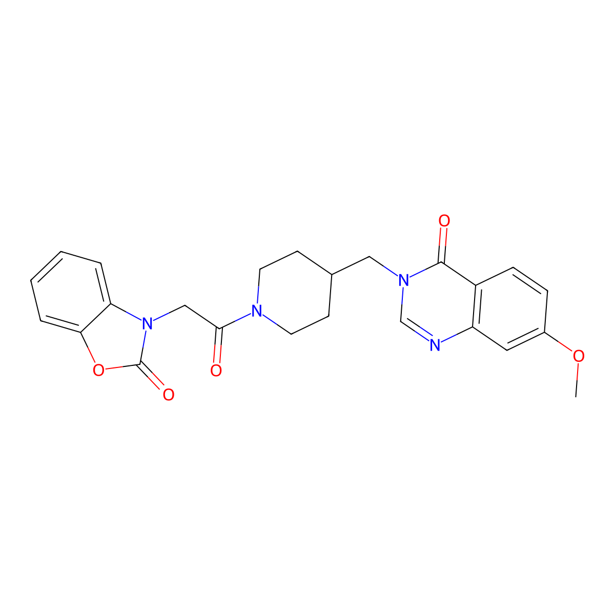 7-Methoxy-3-({1-[2-(2-oxo-2,3-dihydro-1,3-benzoxazol-3-yl)acetyl]piperidin-4-yl}methyl)-3,4-dihydroquinazolin-4-one molecular structure, CAS 2548987-23-9