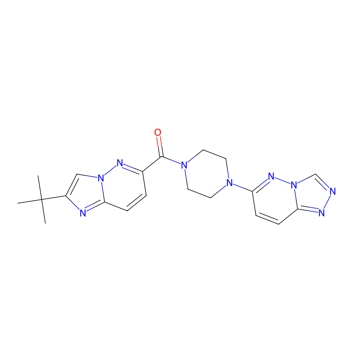 1-{2-Tert-butylimidazo[1,2-b]pyridazine-6-carbonyl}-4-{[1,2,4]triazolo[4,3-b]pyridazin-6-yl}piperazine molecular structure, CAS 2548987-28-4