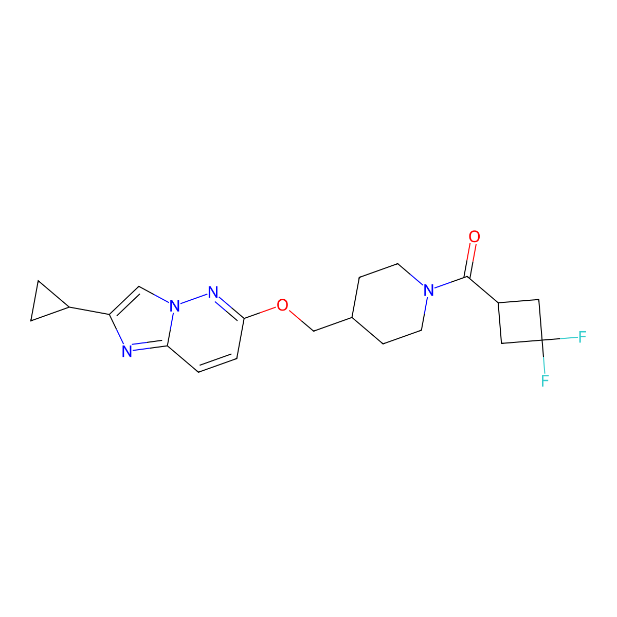 4-[({2-Cyclopropylimidazo[1,2-b]pyridazin-6-yl}oxy)methyl]-1-(3,3-difluorocyclobutanecarbonyl)piperidine molecular structure, CAS 2548987-31-9