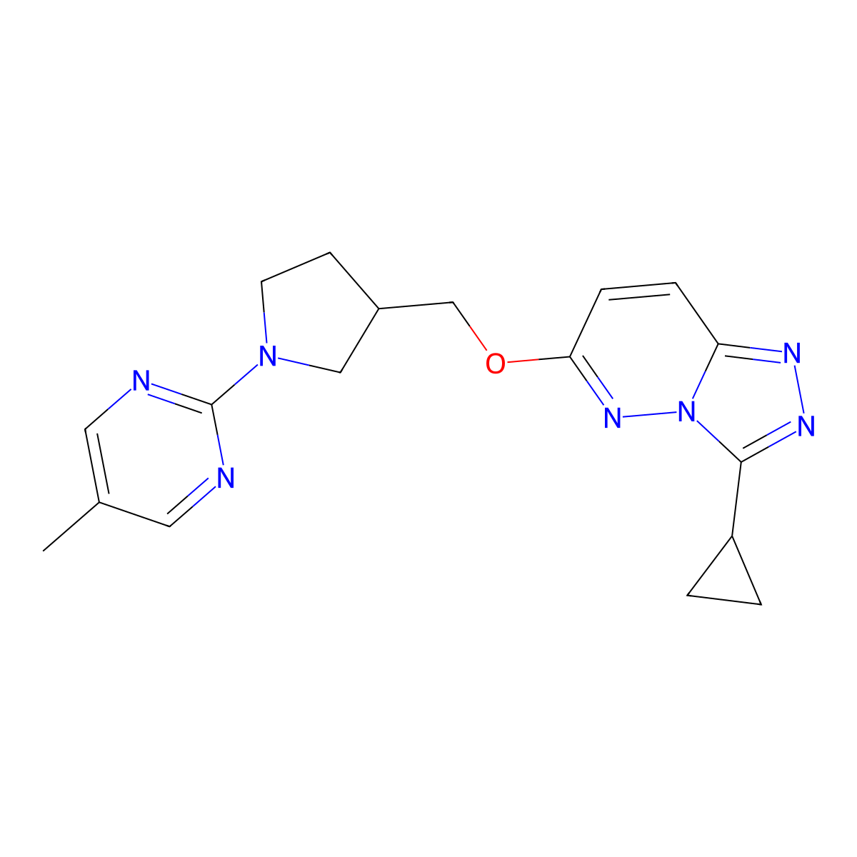 2-{3-[({3-Cyclopropyl-[1,2,4]triazolo[4,3-b]pyridazin-6-yl}oxy)methyl]pyrrolidin-1-yl}-5-methylpyrimidine molecular structure, CAS 2548987-50-2