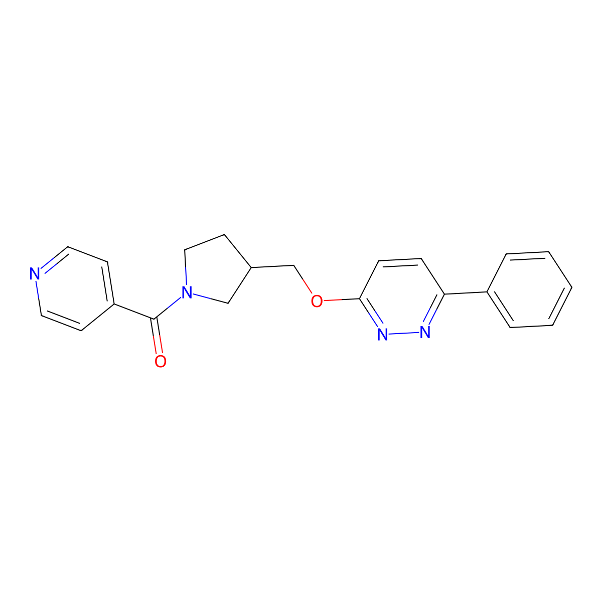 3-Phenyl-6-{[1-(pyridine-4-carbonyl)pyrrolidin-3-yl]methoxy}pyridazine molecular structure, CAS 2548987-53-5