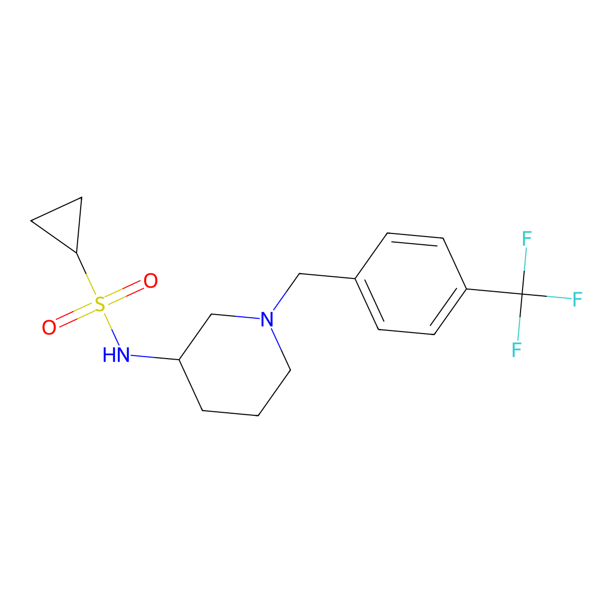 N-(1-{[4-(trifluoromethyl)phenyl]methyl}piperidin-3-yl)cyclopropanesulfonamide molecular structure, CAS 2548987-55-7