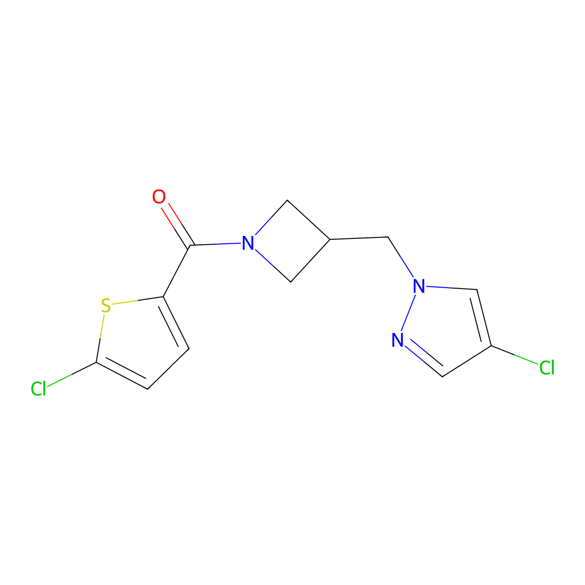 4-chloro-1-{[1-(5-chlorothiophene-2-carbonyl)azetidin-3-yl]methyl}-1H-pyrazole molecular structure, CAS 2548987-60-4