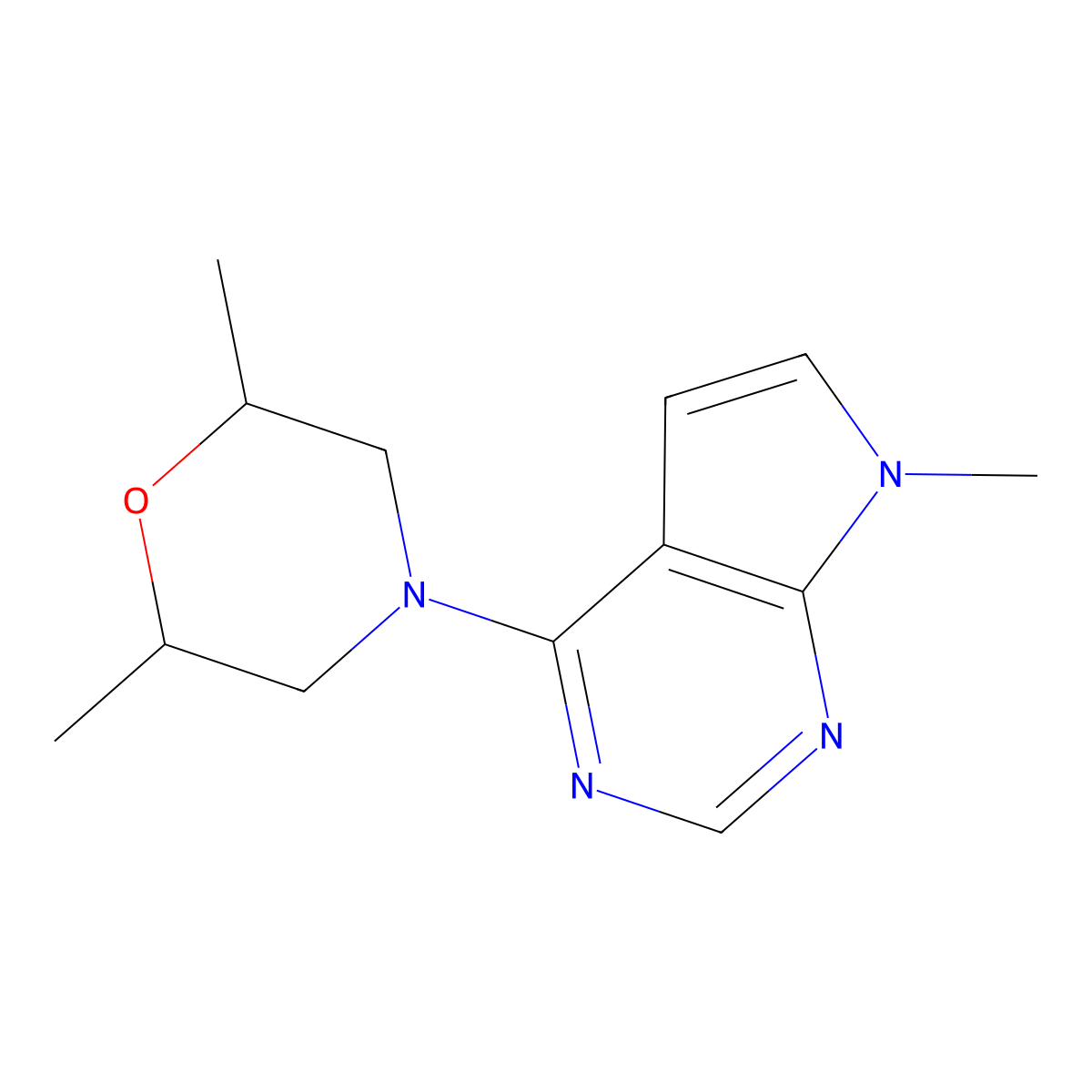 2,6-dimethyl-4-{7-methyl-7H-pyrrolo[2,3-d]pyrimidin-4-yl}morpholine molecular structure, CAS 2548987-62-6