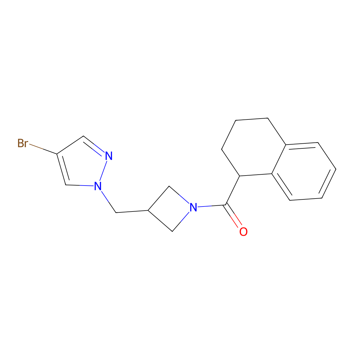 4-bromo-1-{[1-(1,2,3,4-tetrahydronaphthalene-1-carbonyl)azetidin-3-yl]methyl}-1H-pyrazole molecular structure, CAS 2548987-66-0