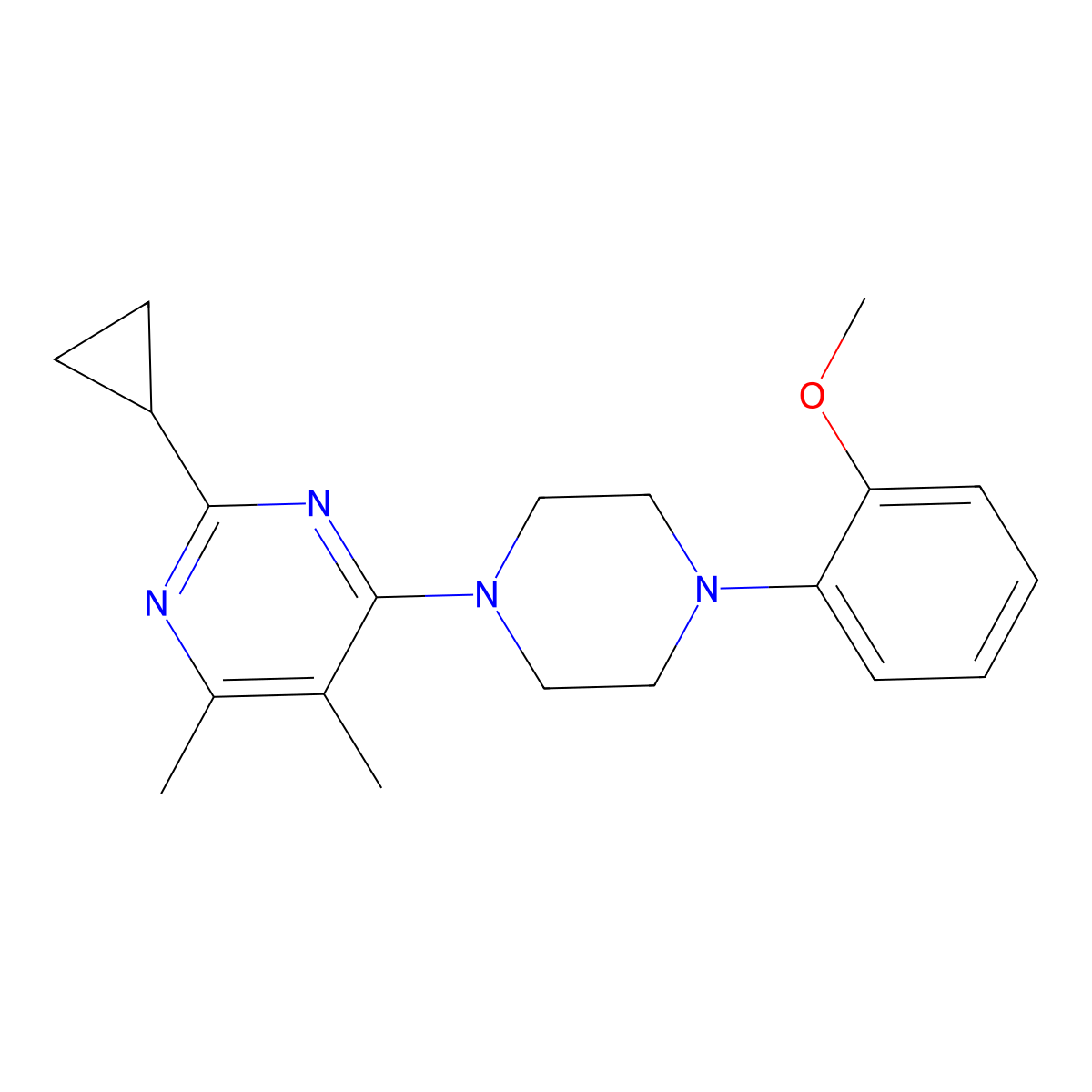 2-Cyclopropyl-4-[4-(2-methoxyphenyl)piperazin-1-yl]-5,6-dimethylpyrimidine molecular structure, CAS 2548987-69-3