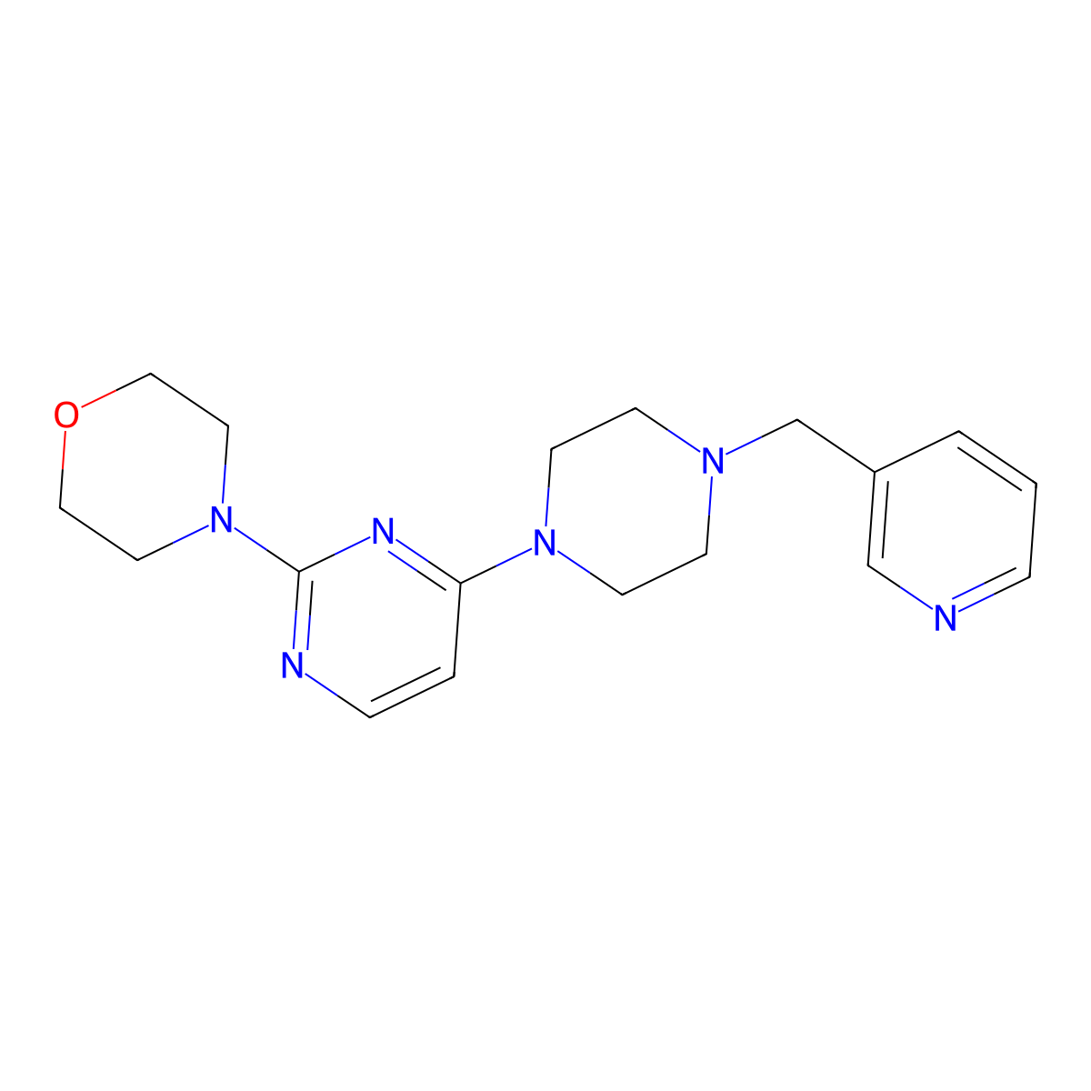 4-(4-{4-[(Pyridin-3-yl)methyl]piperazin-1-yl}pyrimidin-2-yl)morpholine molecular structure, CAS 2548987-73-9
