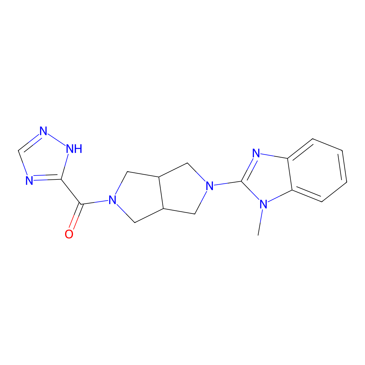 1-methyl-2-[5-(1H-1,2,4-triazole-3-carbonyl)-octahydropyrrolo[3,4-c]pyrrol-2-yl]-1H-1,3-benzodiazole molecular structure, CAS 2548987-74-0