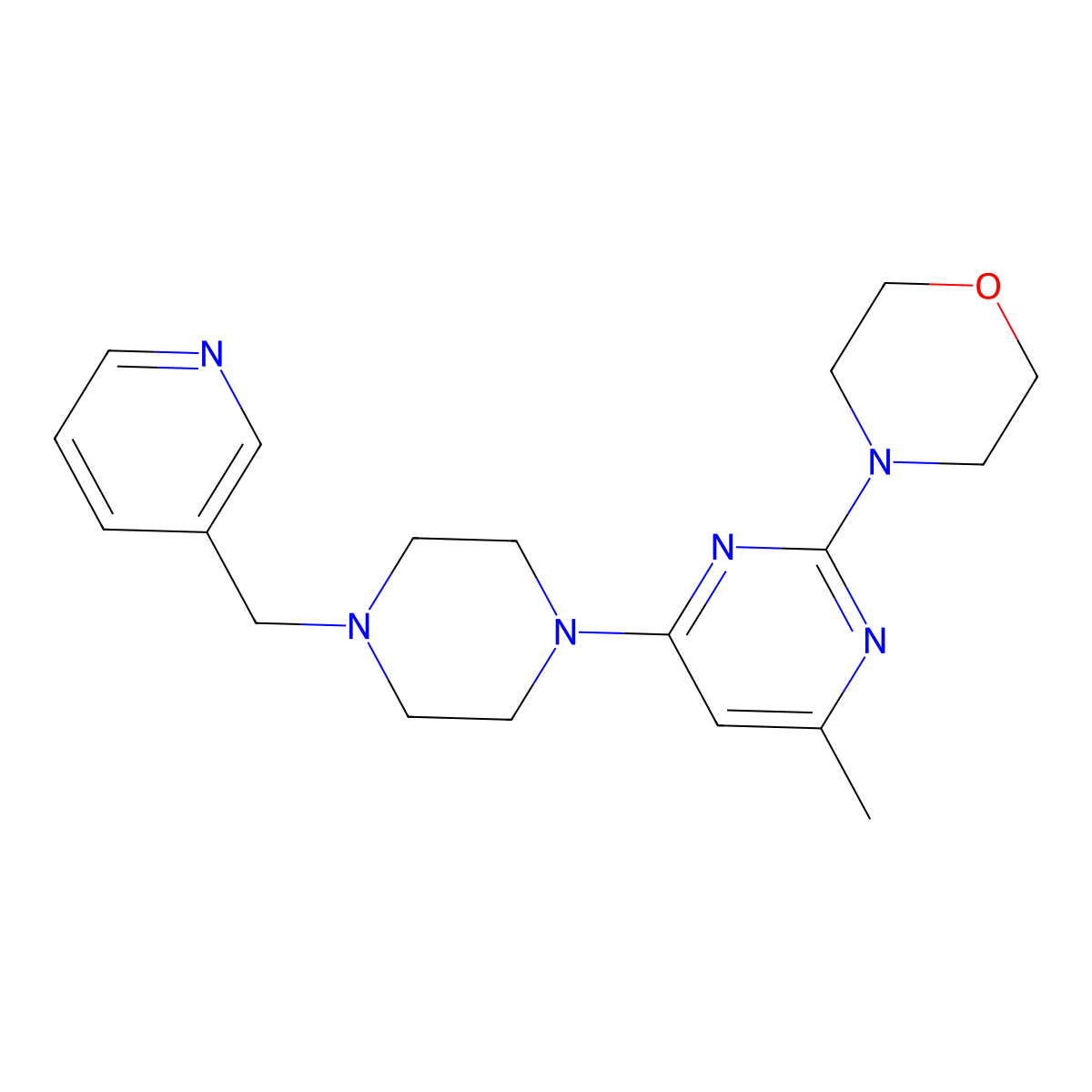 4-(4-Methyl-6-{4-[(pyridin-3-yl)methyl]piperazin-1-yl}pyrimidin-2-yl)morpholine molecular structure, CAS 2548987-78-4