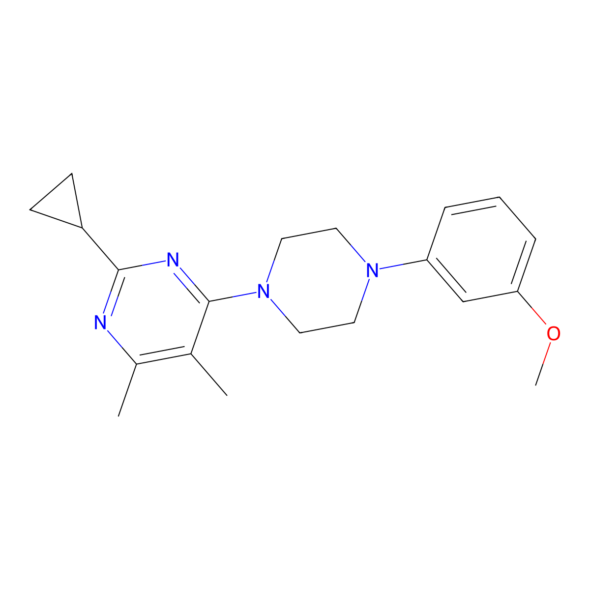 2-Cyclopropyl-4-[4-(3-methoxyphenyl)piperazin-1-yl]-5,6-dimethylpyrimidine molecular structure, CAS 2548987-79-5