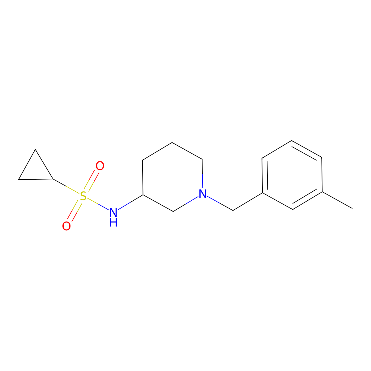 N-{1-[(3-methylphenyl)methyl]piperidin-3-yl}cyclopropanesulfonamide molecular structure, CAS 2548987-82-0