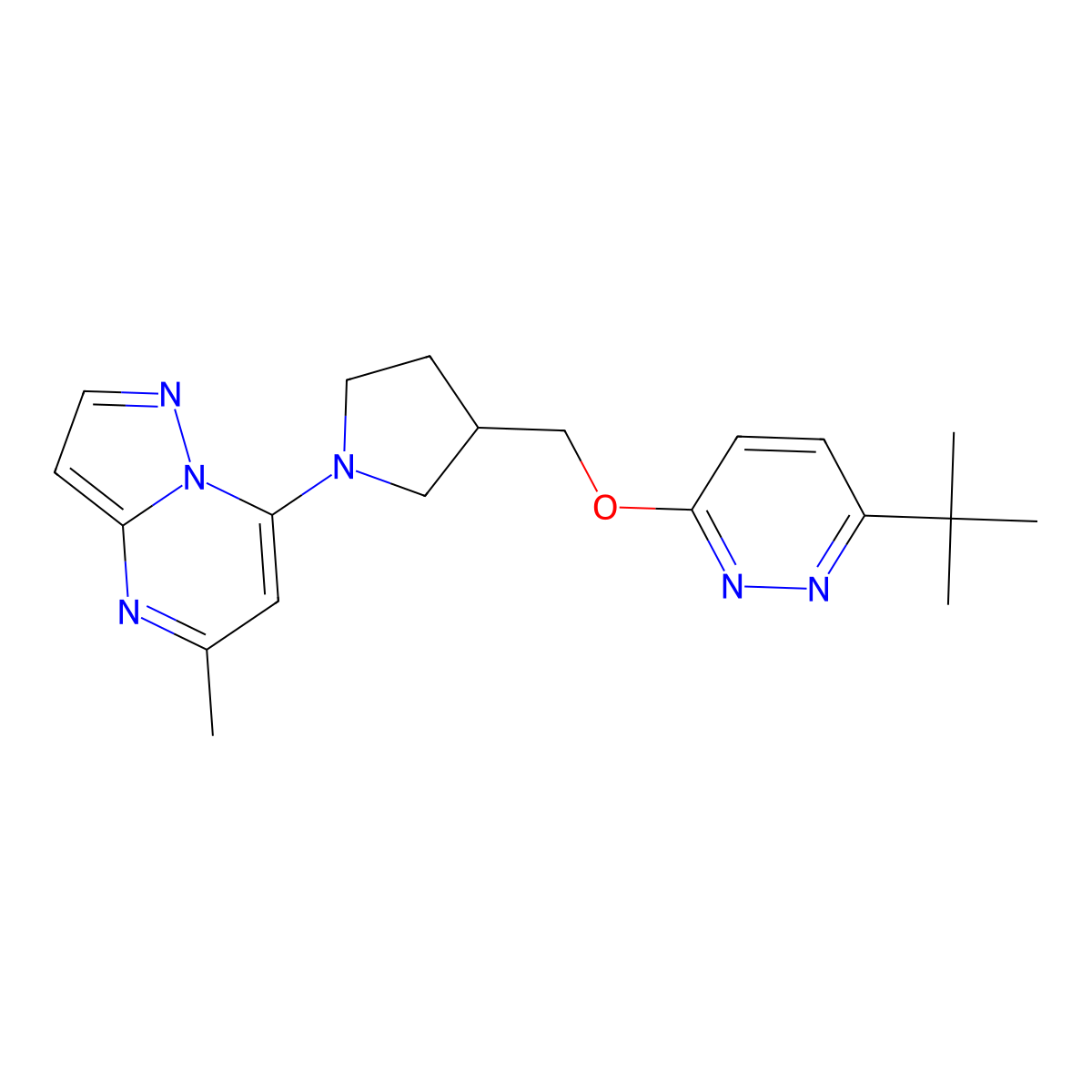3-Tert-butyl-6-[(1-{5-methylpyrazolo[1,5-a]pyrimidin-7-yl}pyrrolidin-3-yl)methoxy]pyridazine molecular structure, CAS 2548987-85-3