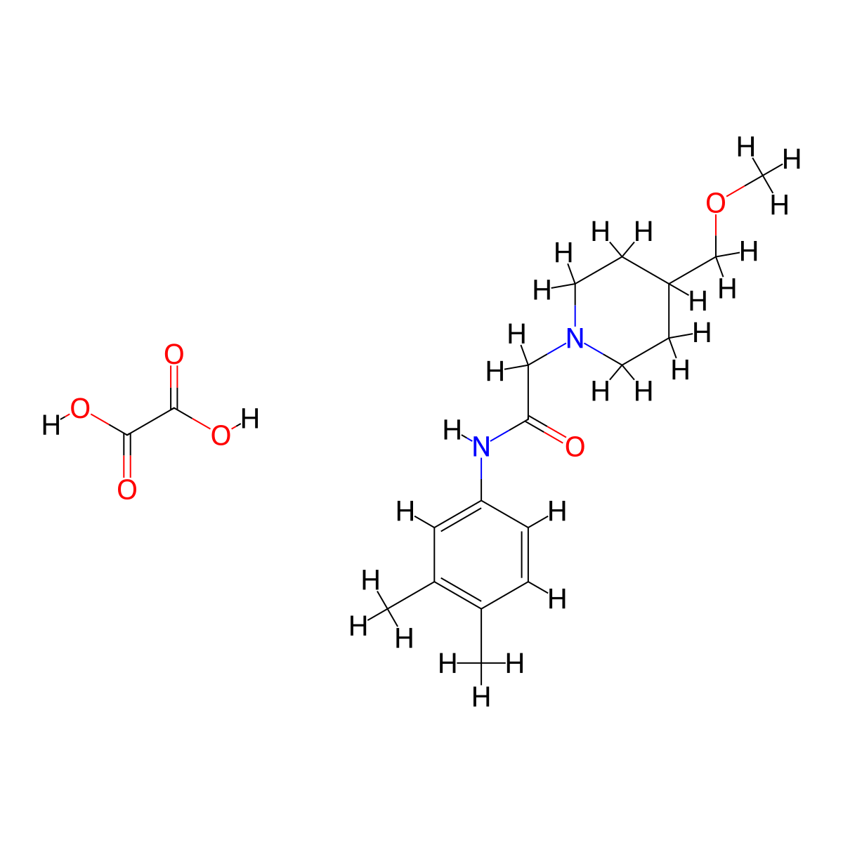 N-(3,4-dimethylphenyl)-2-[4-(methoxymethyl)piperidin-1-yl]acetamide; oxalic acid molecular structure, CAS 2548987-91-1