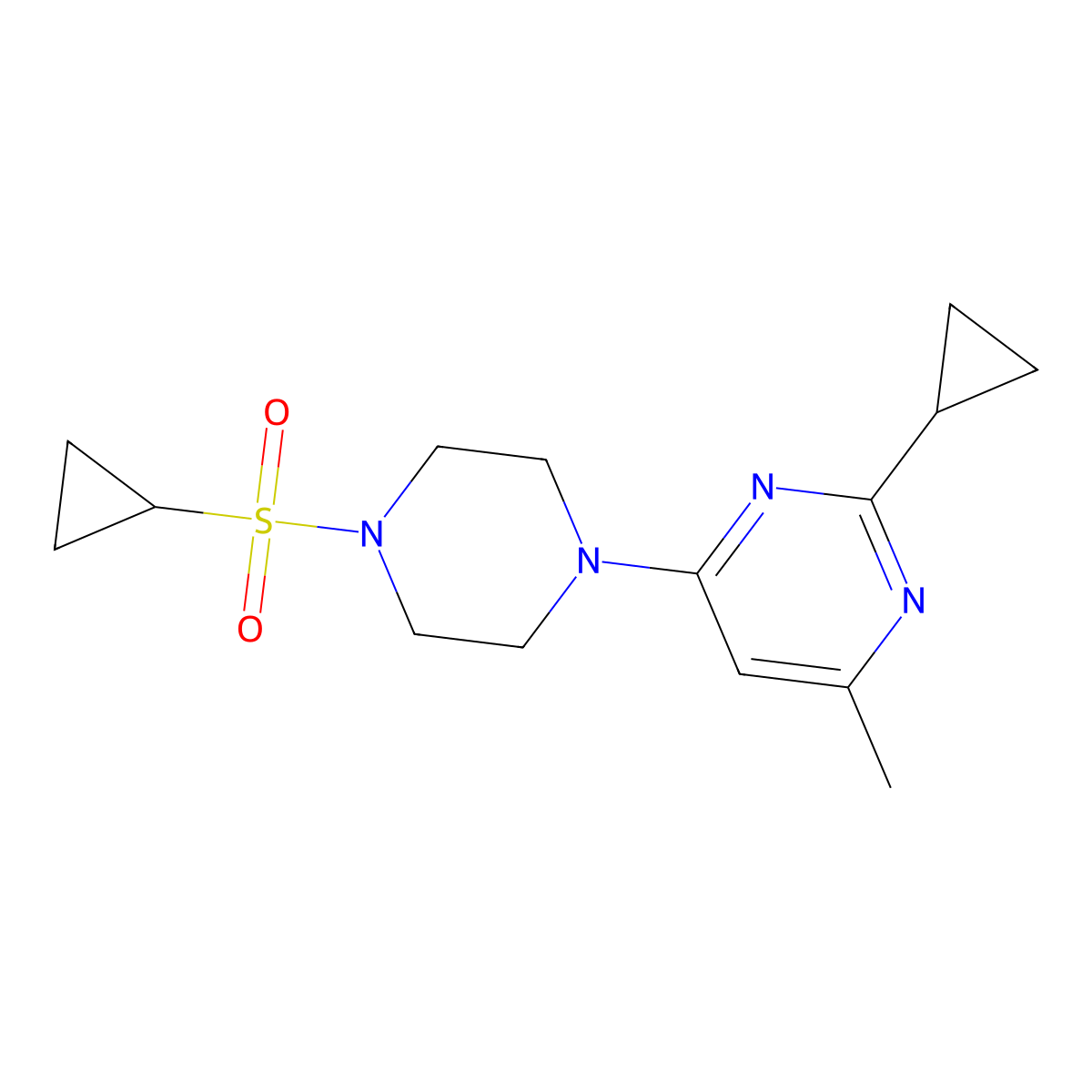 4-[4-(Cyclopropanesulfonyl)piperazin-1-yl]-2-cyclopropyl-6-methylpyrimidine molecular structure, CAS 2548987-95-5