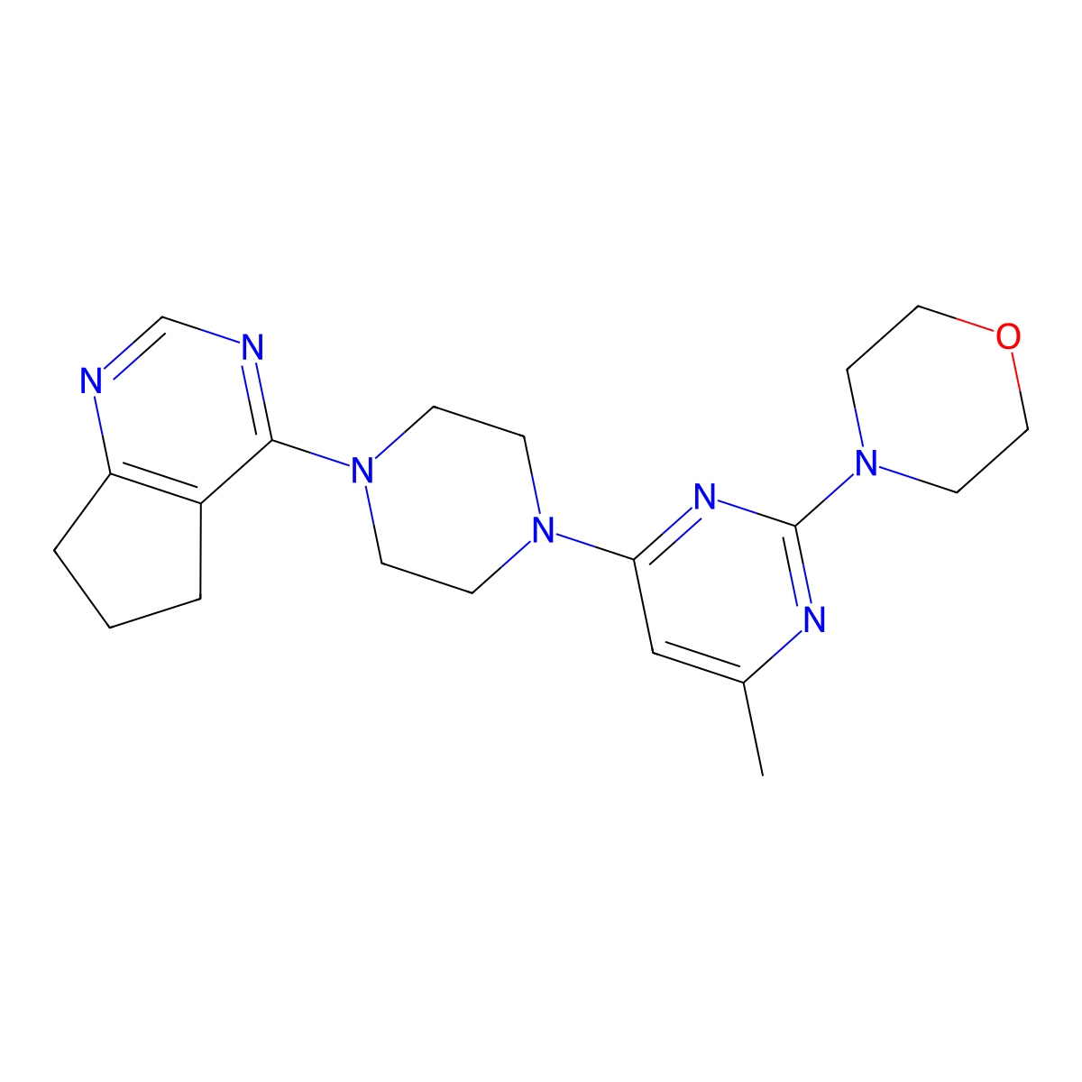 4-[4-(4-{5H,6H,7H-cyclopenta[d]pyrimidin-4-yl}piperazin-1-yl)-6-methylpyrimidin-2-yl]morpholine molecular structure, CAS 2548987-99-9