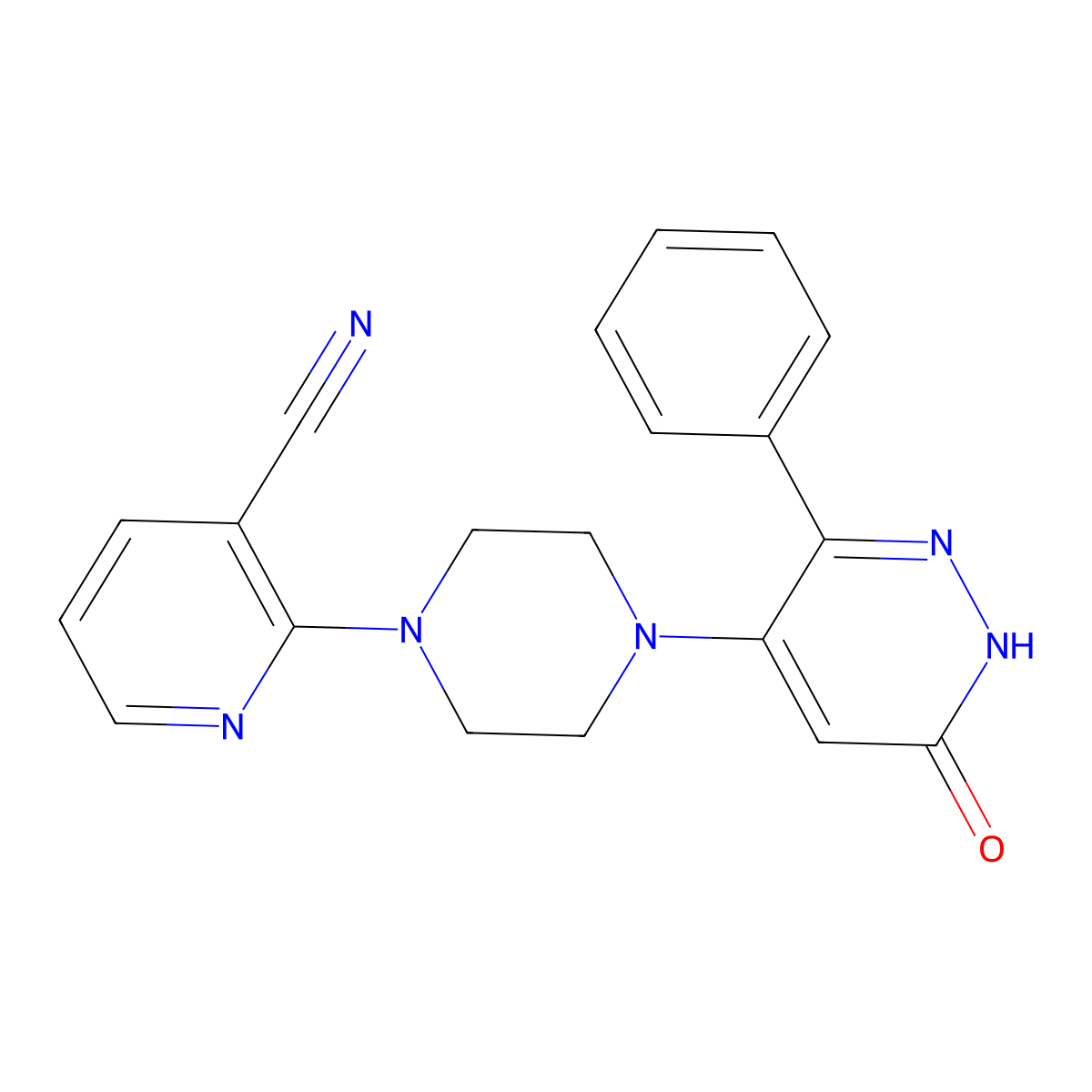 2-[4-(6-Oxo-3-phenyl-1,6-dihydropyridazin-4-yl)piperazin-1-yl]pyridine-3-carbonitrile molecular structure, CAS 2548988-01-6