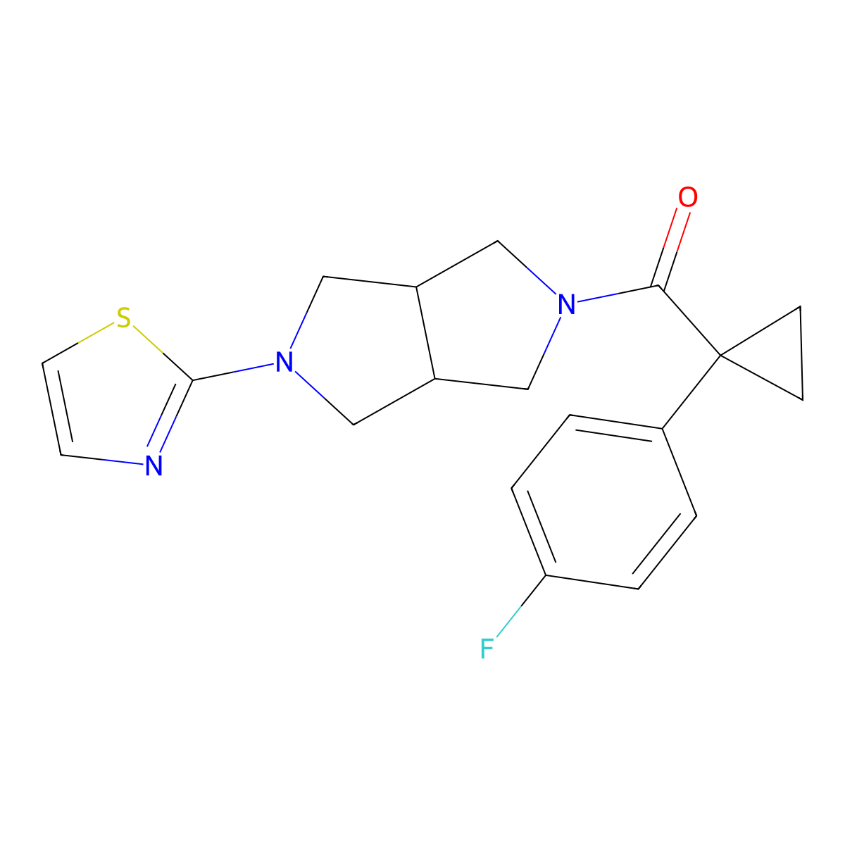 2-{5-[1-(4-Fluorophenyl)cyclopropanecarbonyl]-octahydropyrrolo[3,4-c]pyrrol-2-yl}-1,3-thiazole molecular structure, CAS 2548988-03-8