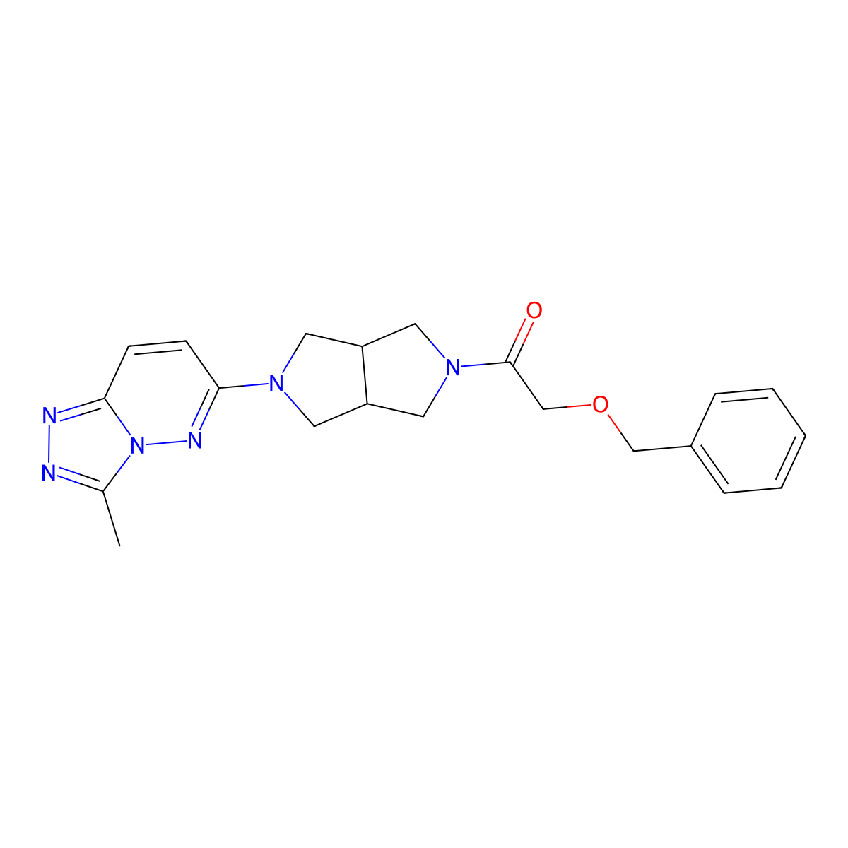 2-(Benzyloxy)-1-(5-{3-methyl-[1,2,4]triazolo[4,3-b]pyridazin-6-yl}-octahydropyrrolo[3,4-c]pyrrol-2-yl)ethan-1-one molecular structure, CAS 2548988-15-2