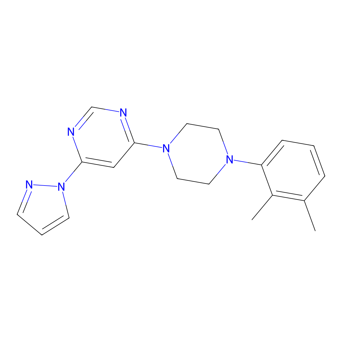 4-[4-(2,3-dimethylphenyl)piperazin-1-yl]-6-(1H-pyrazol-1-yl)pyrimidine molecular structure, CAS 2548988-21-0