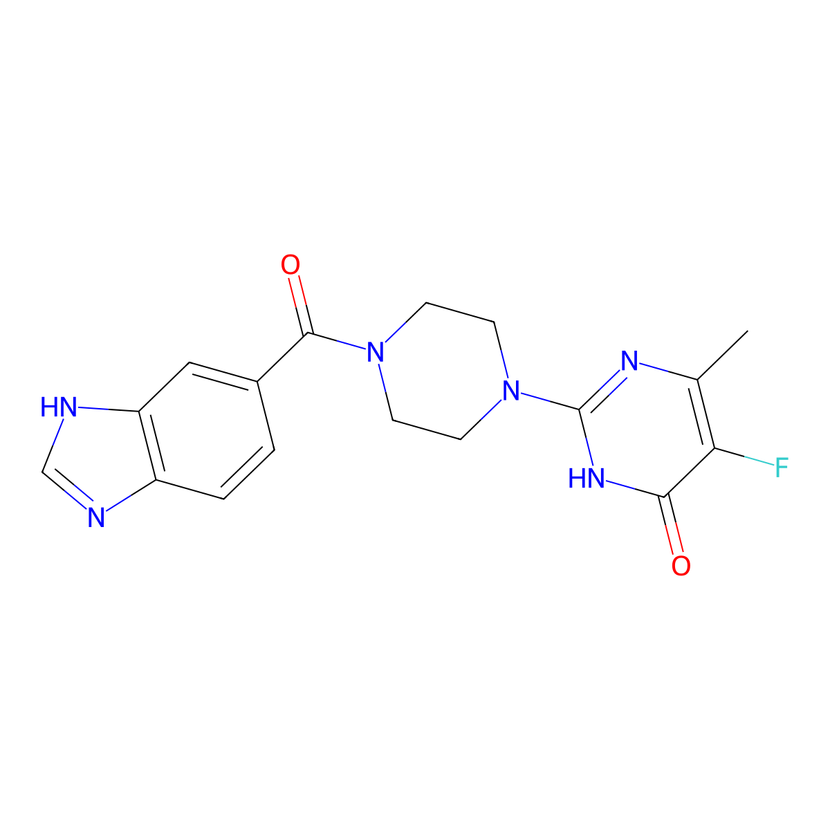 2-[4-(1H-1,3-benzodiazole-5-carbonyl)piperazin-1-yl]-5-fluoro-6-methyl-3,4-dihydropyrimidin-4-one molecular structure, CAS 2548988-23-2