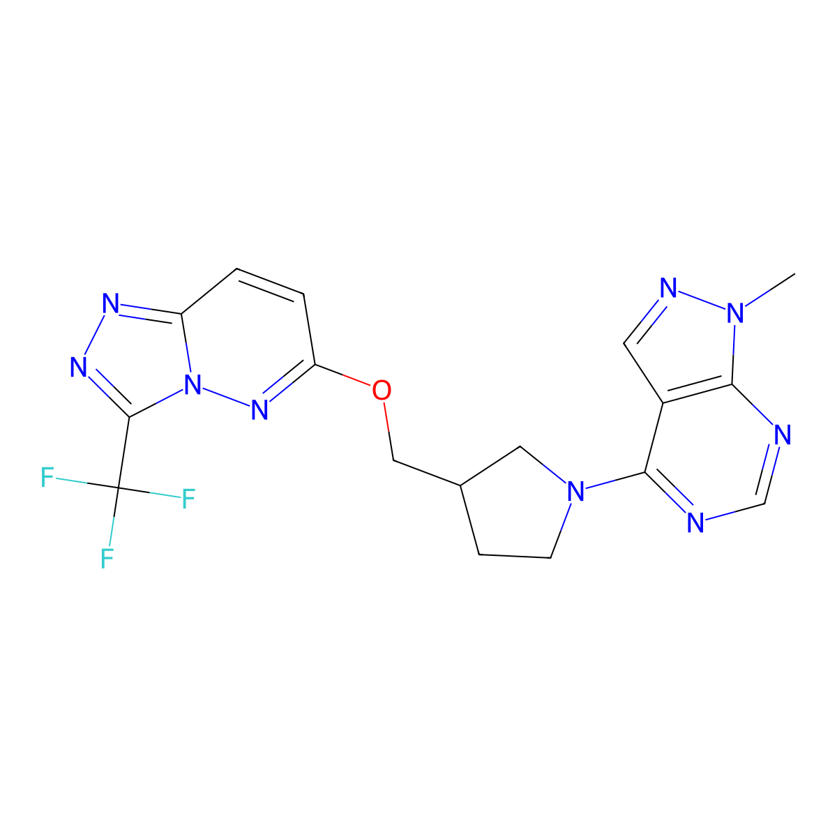 1-{1-methyl-1H-pyrazolo[3,4-d]pyrimidin-4-yl}-3-({[3-(trifluoromethyl)-[1,2,4]triazolo[4,3-b]pyridazin-6-yl]oxy}methyl)pyrrolidine molecular structure, CAS 2548988-25-4