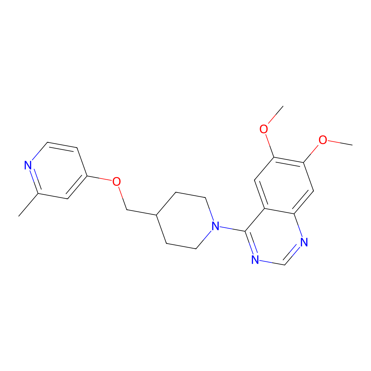 6,7-Dimethoxy-4-(4-{[(2-methylpyridin-4-yl)oxy]methyl}piperidin-1-yl)quinazoline molecular structure, CAS 2548988-26-5